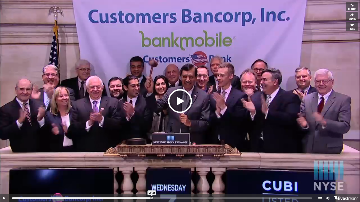 Customers Bank Rings NYSE Bell