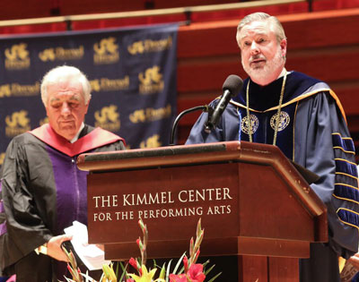 Willam Sasso and John Fry at Drexel University Commencement