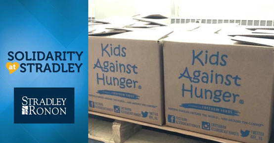 Recruiting coordinator, Sam Slagle, joined forces with her parents to prep meals for local children through the organization Kids Against Hunger Philadelphia.